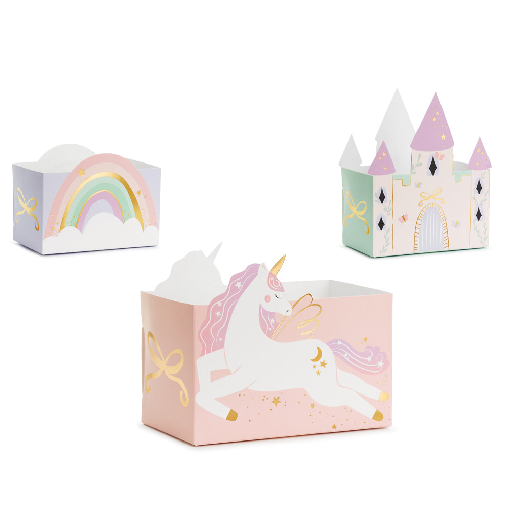 Castle and Unicorns Snack Boxes - 12cm - Pack of 3