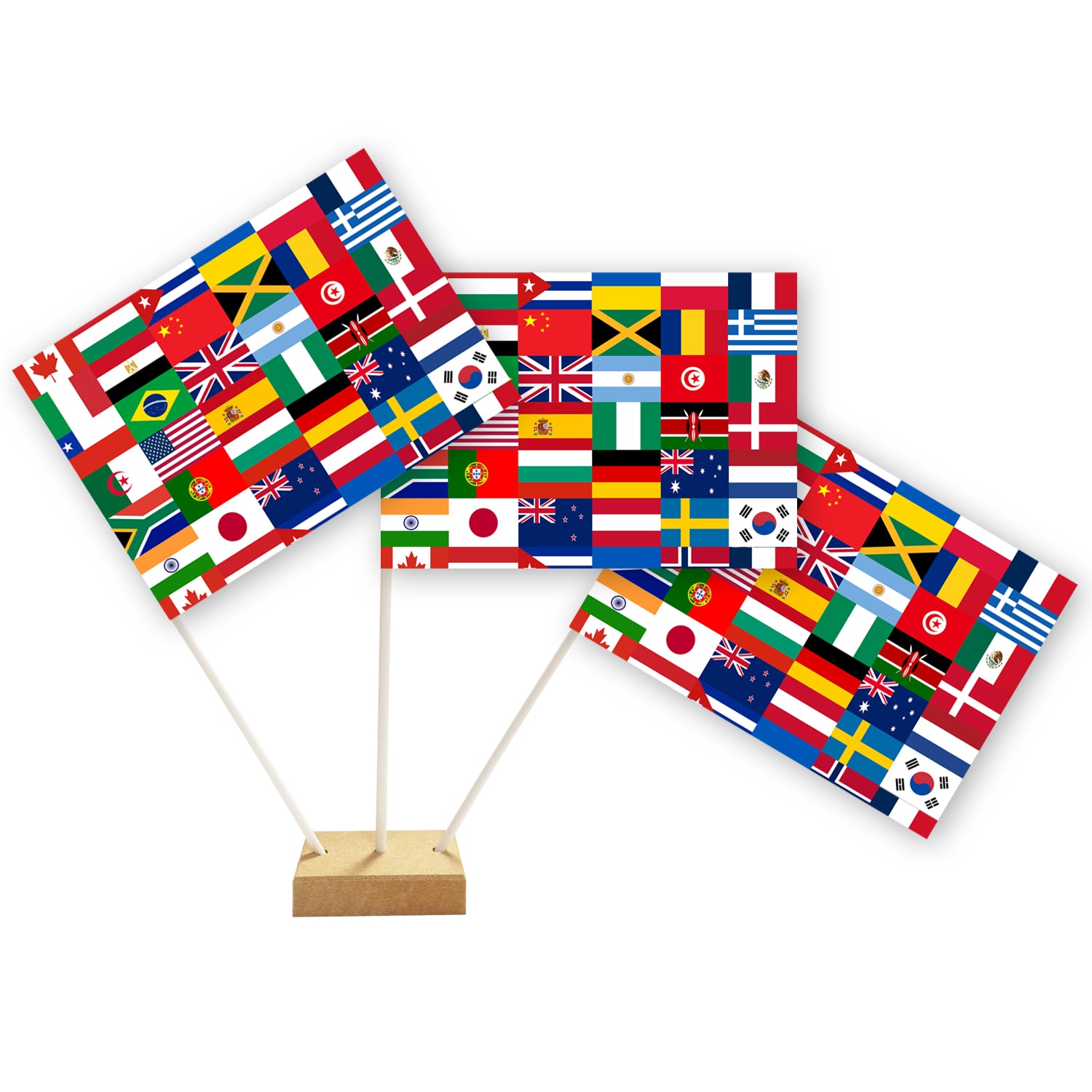 International Multi Country Paper Table Flags - 15cm on 30cm Pole - Ea ...