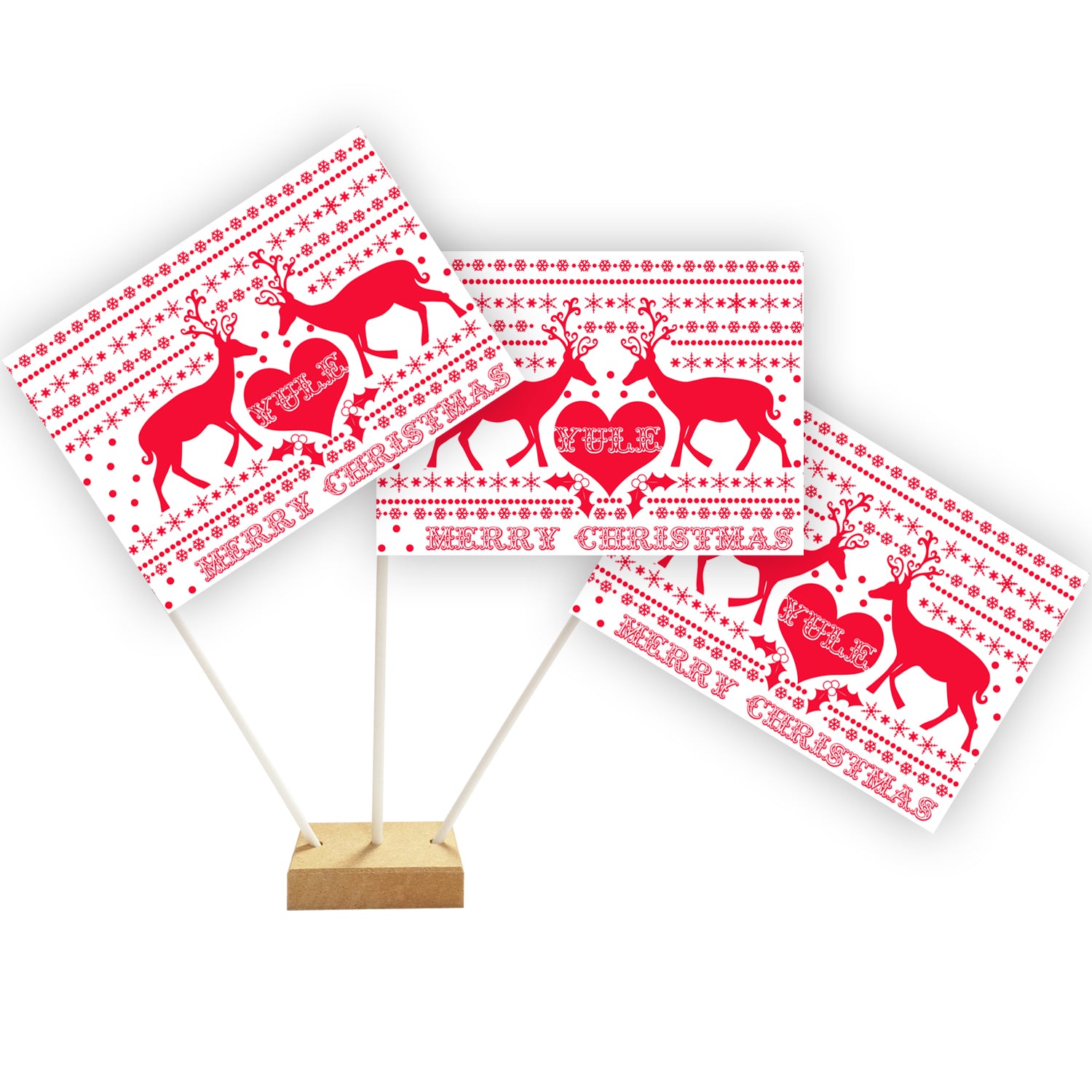 Christmas Paper Table Flags - 15cm on 30cm Pole - Each