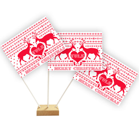 Christmas Paper Table Flags - 15cm on 30cm Pole - Each