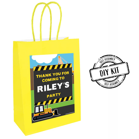 Personalised Diggers Paper Party Bags - Pack of 12