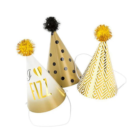 Glitterati Glam Mini Cone Party Hats - Pack of 6