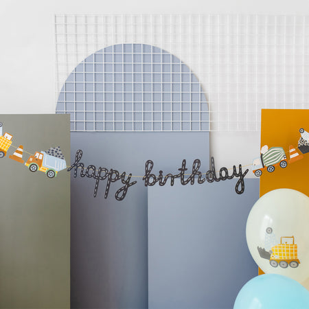 Construction Vehicles Happy Birthday Banner - 2m