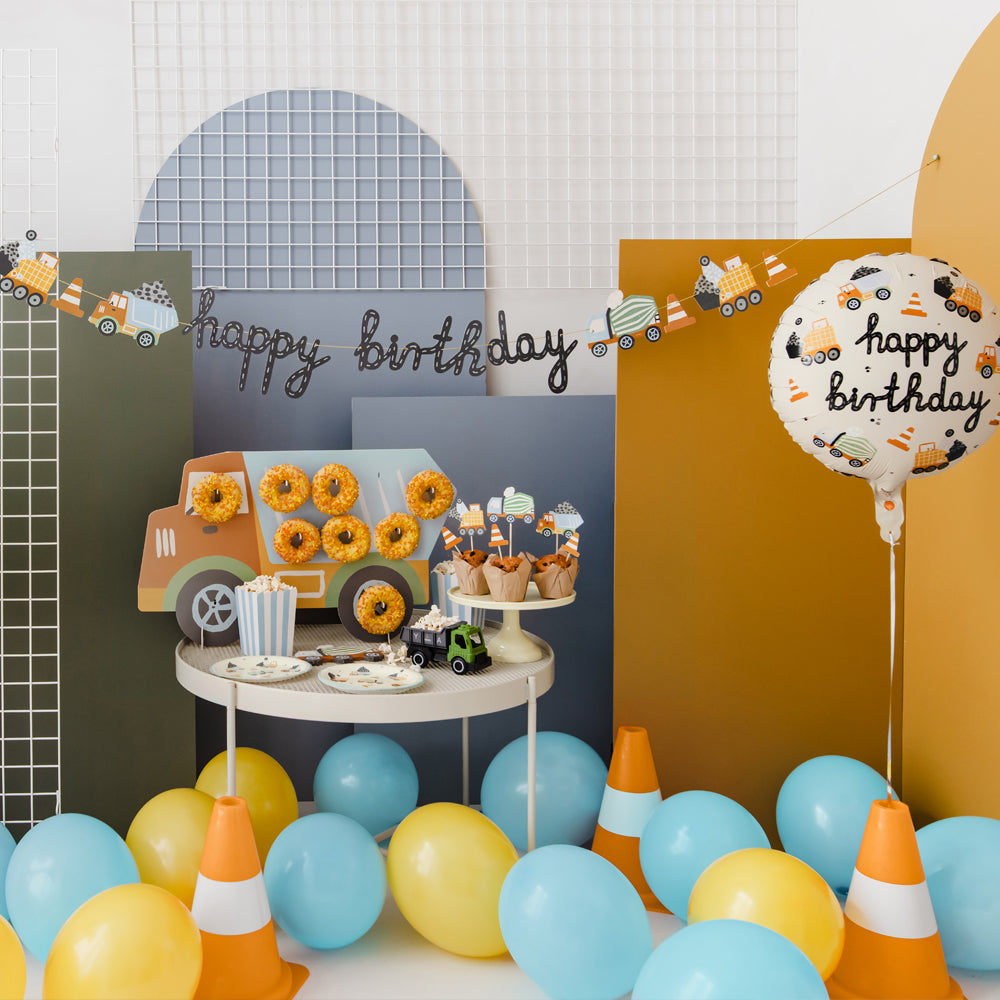 Construction Vehicles Happy Birthday Banner - 2m