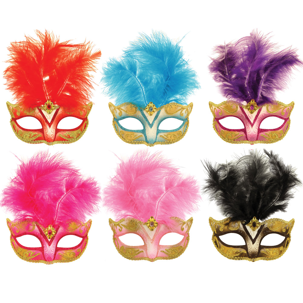 Feather Venetian Masquerade Eye Mask | Party Packs