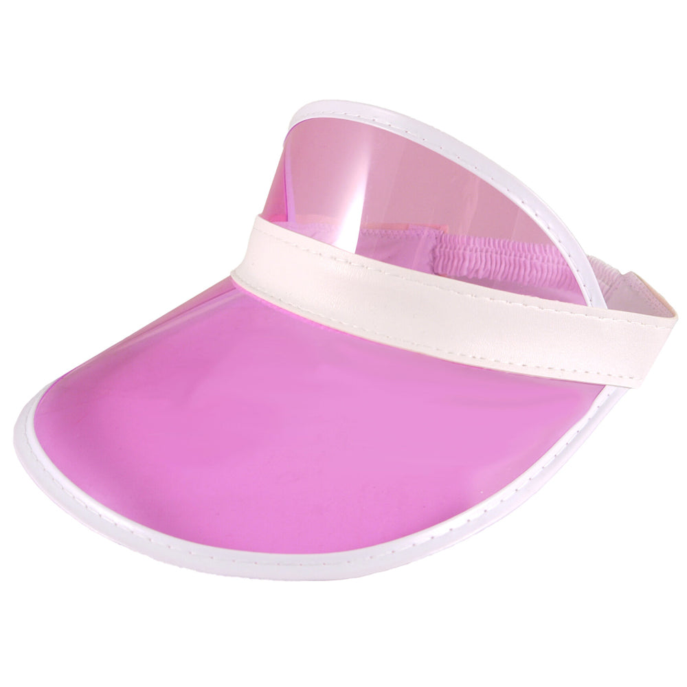 Adjustable Clear Hot Pink Plastic Sun Visor