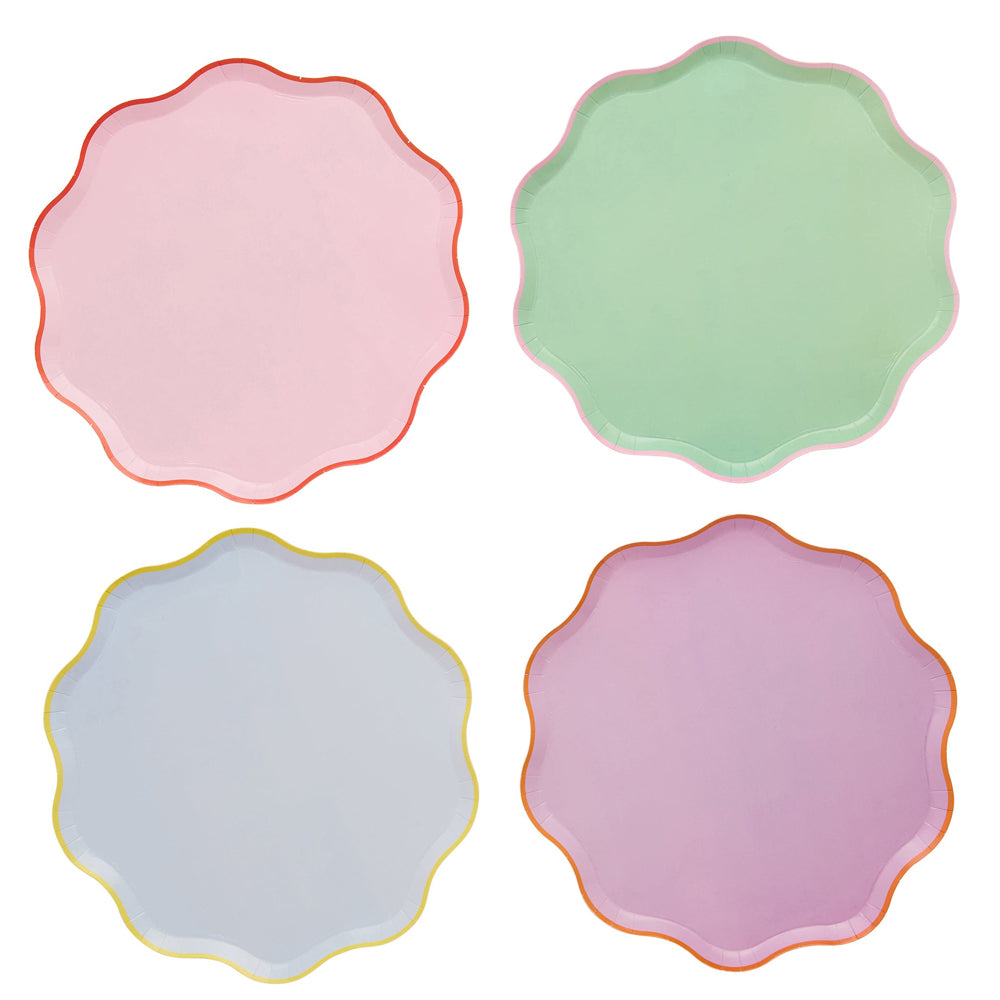 Pastel Scalloped Edge Paper Plates - Pack of 8