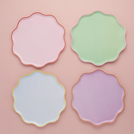 Pastel Scalloped Edge Paper Plates - Pack of 8