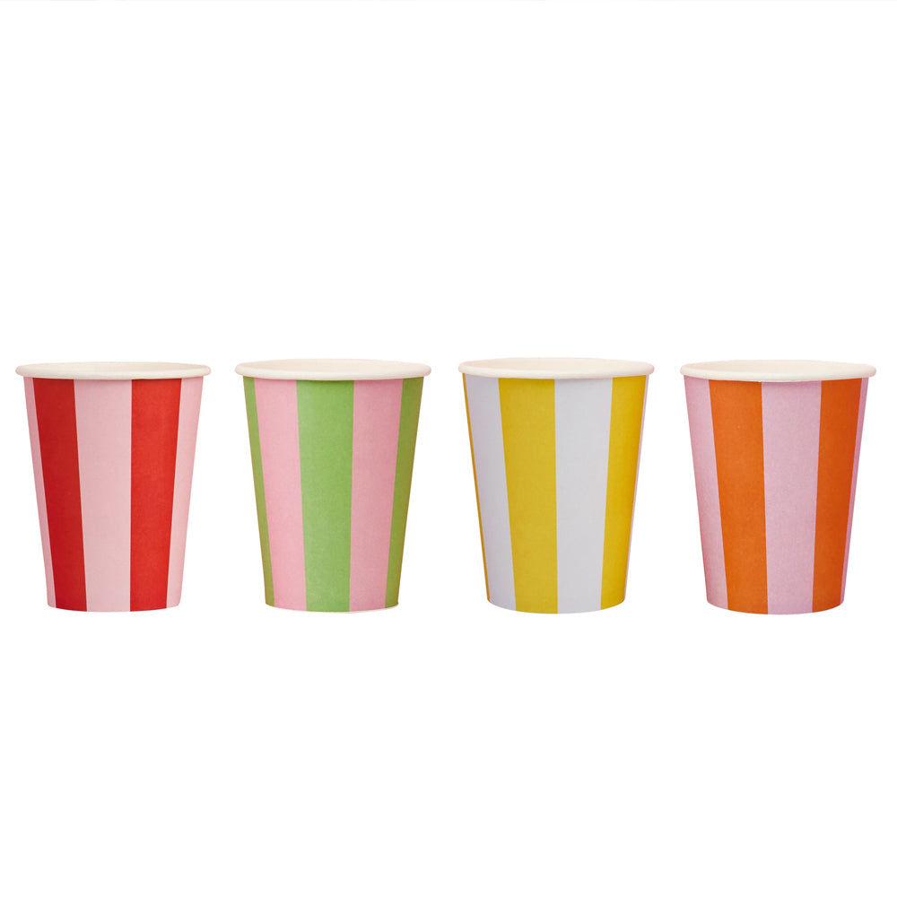 Colourful Stripe Paper Cups - Pack of 8