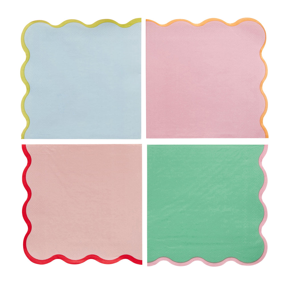 Pastel Scalloped Edge Paper Napkins - Pack of 16