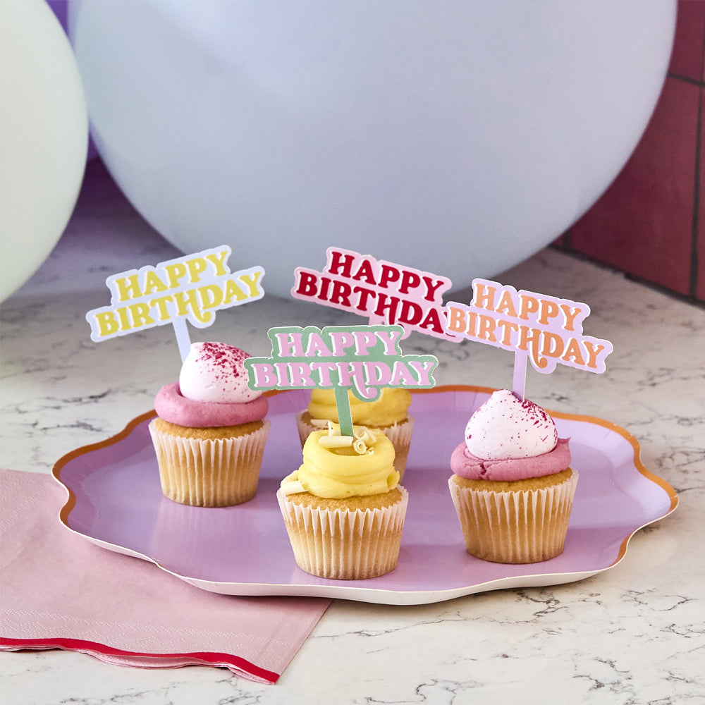 Bright Colours Happy Birthday Food Picks - Pack of 12