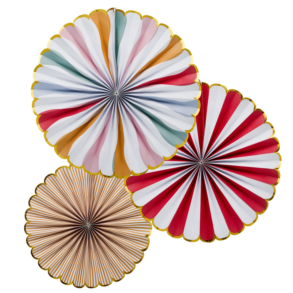 Circus Paper Fan Decorations - Pack of 3