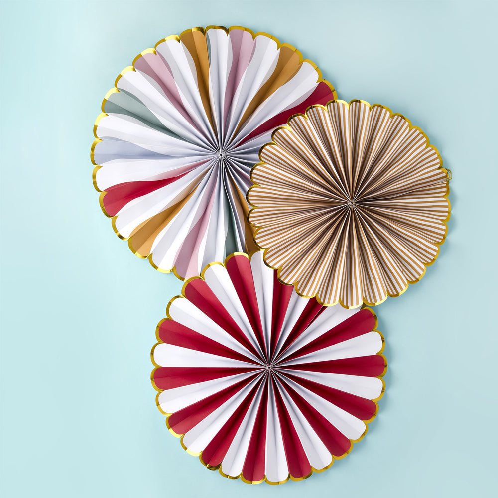 Circus Paper Fan Decorations - Pack of 3