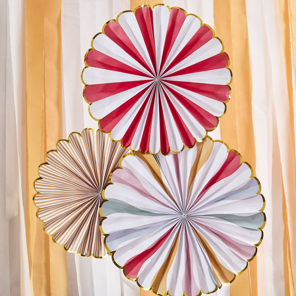 Circus Paper Fan Decorations - Pack of 3