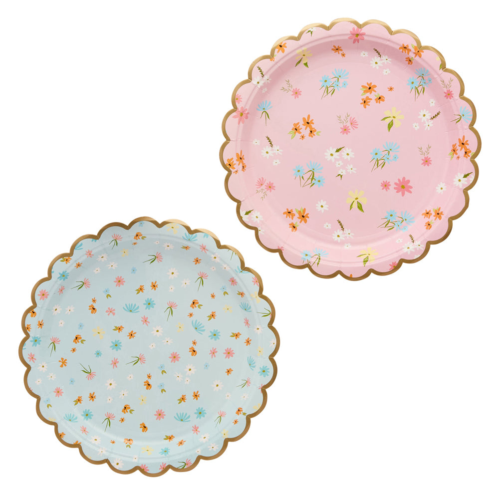 Floral Scalloped Paper Plates - 23cm - Pack of 8