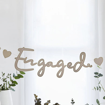 Gold 'Engaged' Banner Decoration - 2m