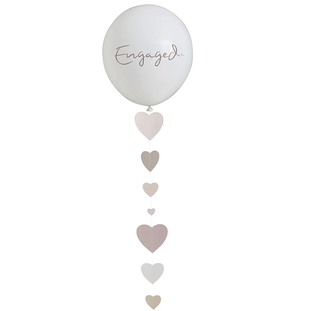 Large Engaged Latex Balloon with Trailing Hearts -  18"