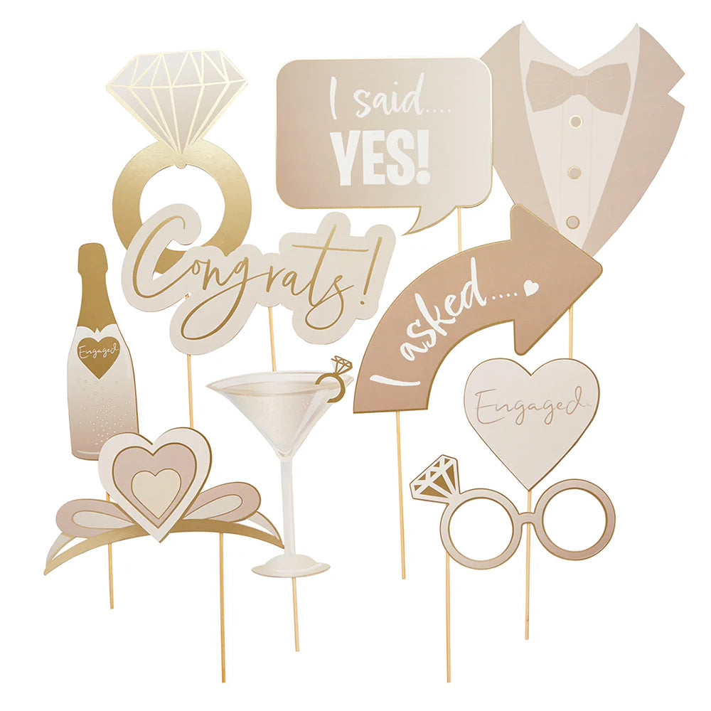 Engagement Photo Booth Props - Pack of 10