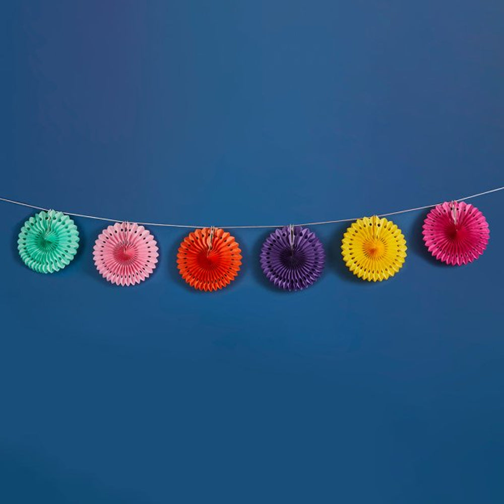 Colourful Paper Fan Garland - 2m