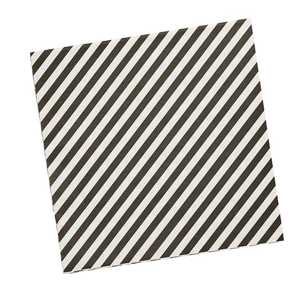 Monochrome Black and White Striped Paper Napkins - Pack of 16