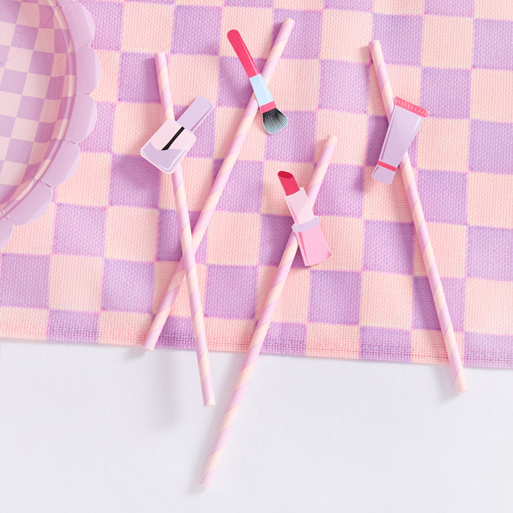 Make Up Themed Paper Straws - Pack of 16