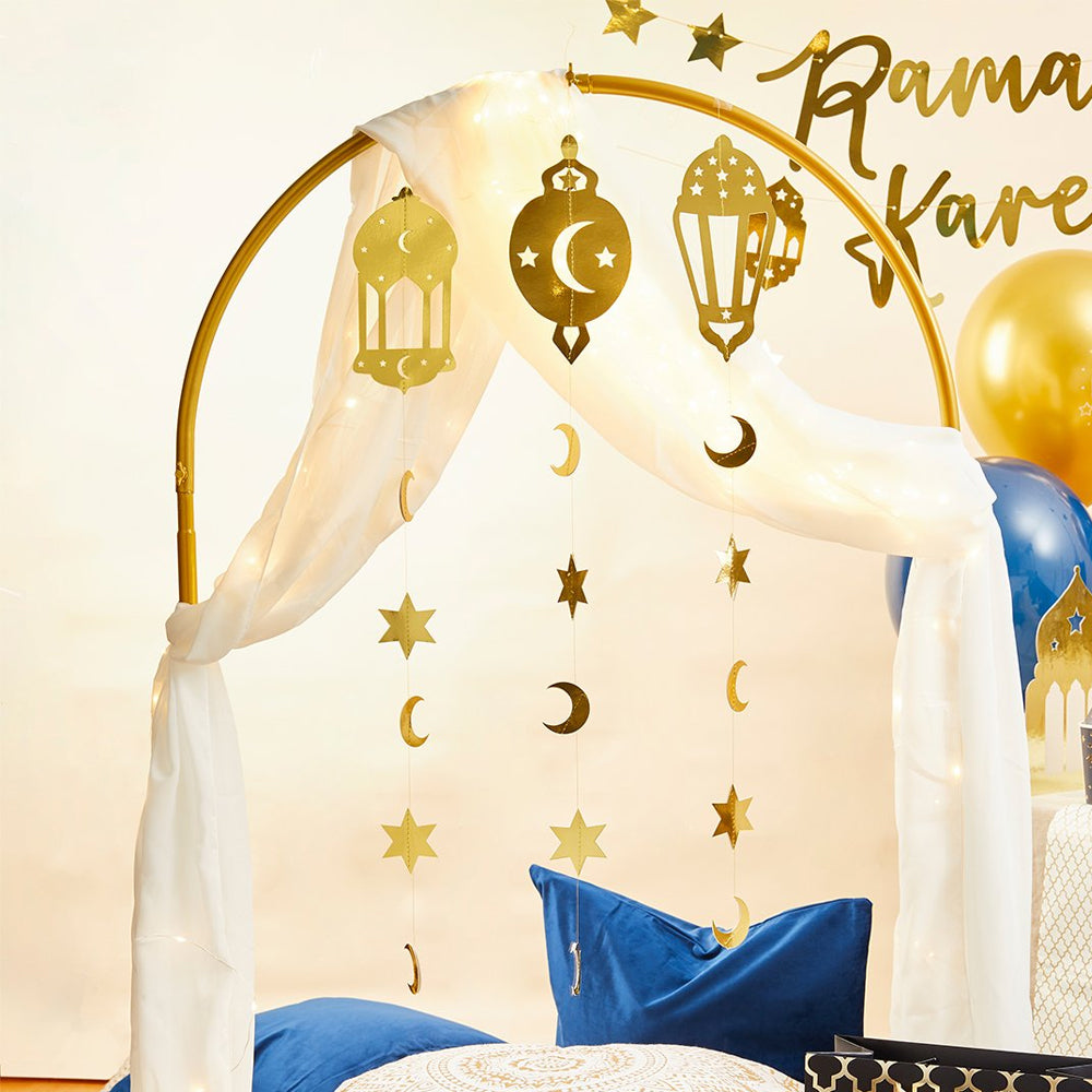 Gold Ramadan Hanging Card Decorations - Pack of 3