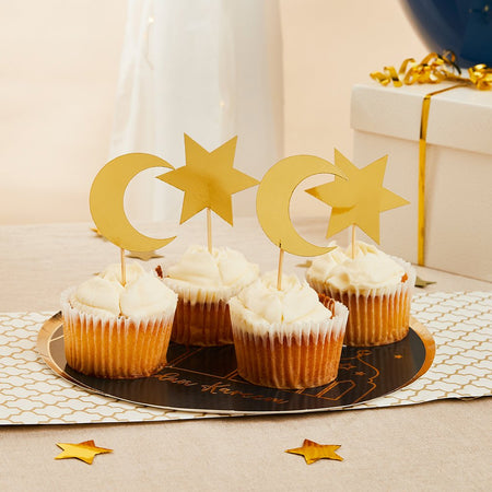 Eid Moon & Star Food Picks - Pack of 12