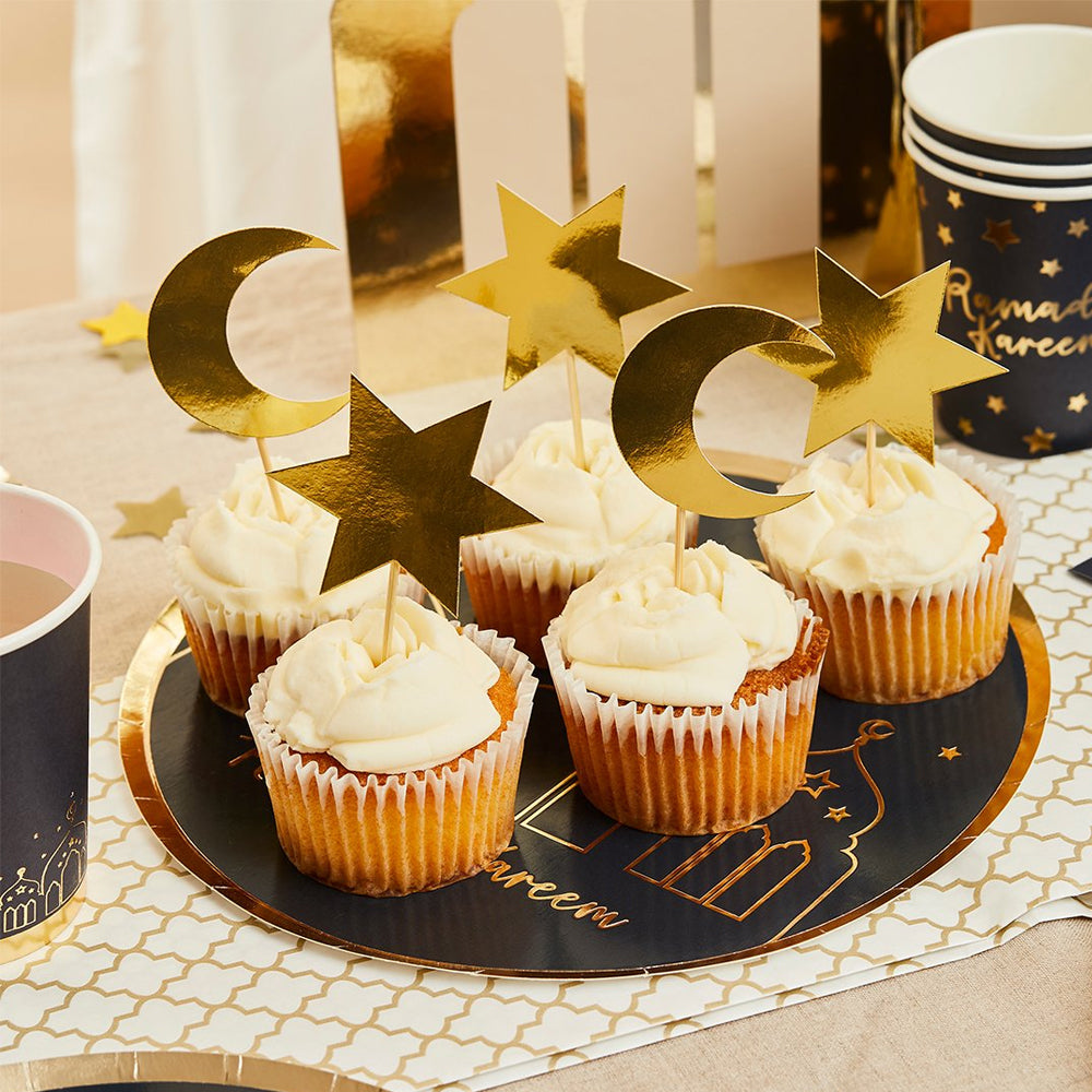 Eid Moon & Star Food Picks - Pack of 12