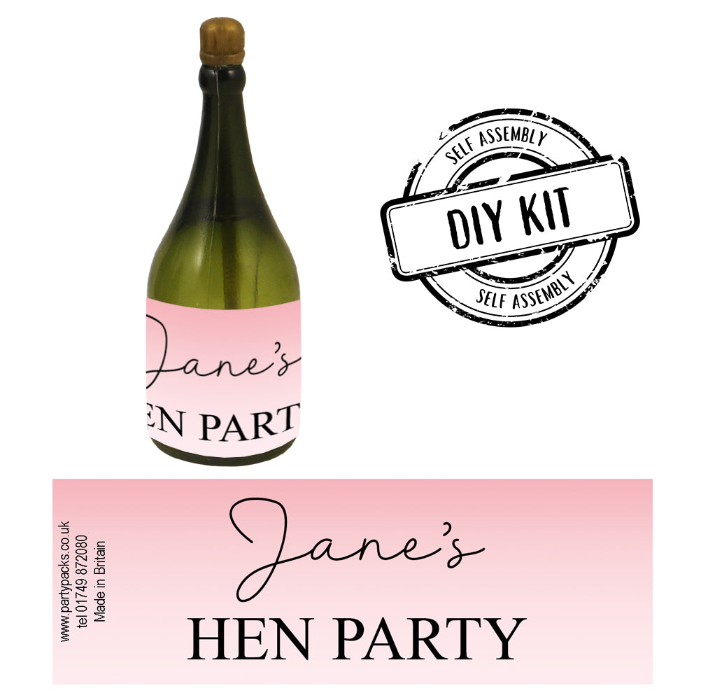 Personalised Champagne Bubbles - Pink Hen Party - Pack of 16