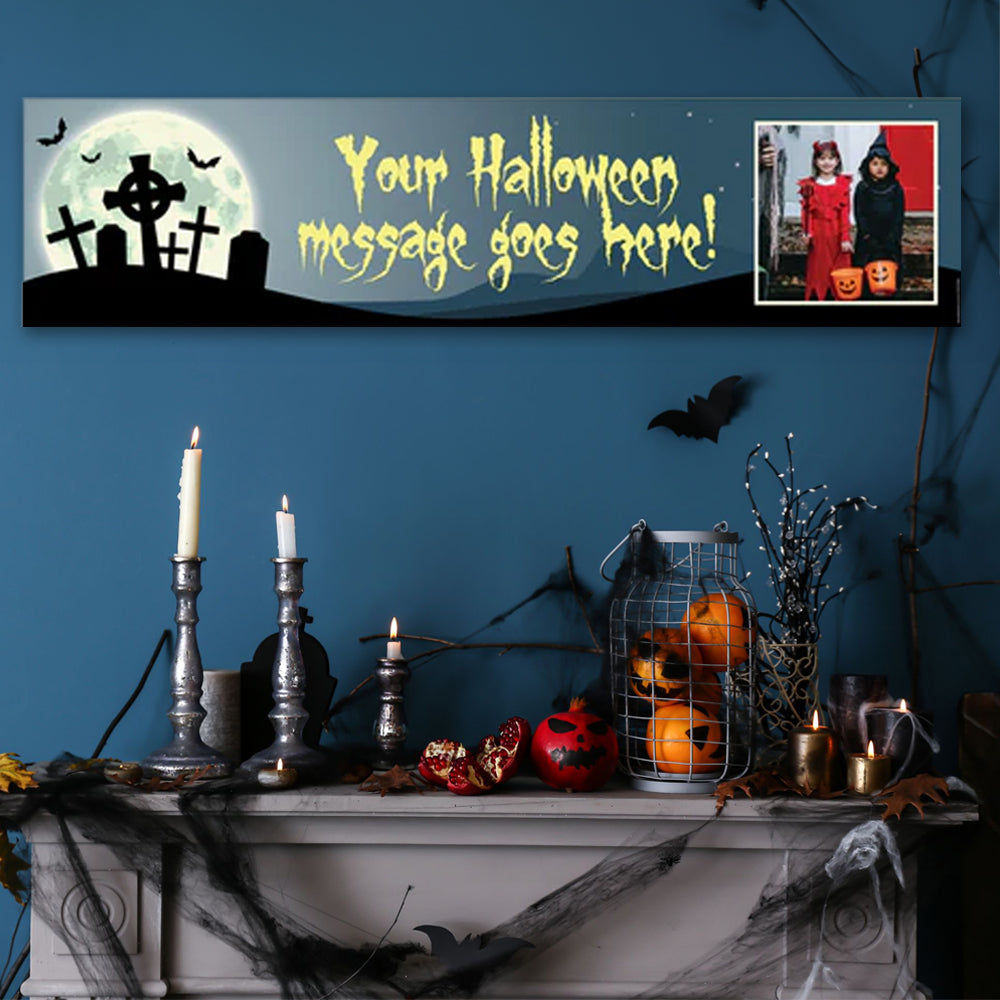 Haunted Graveyard Halloween Personalised Photo Banner Decoration - 1.2m