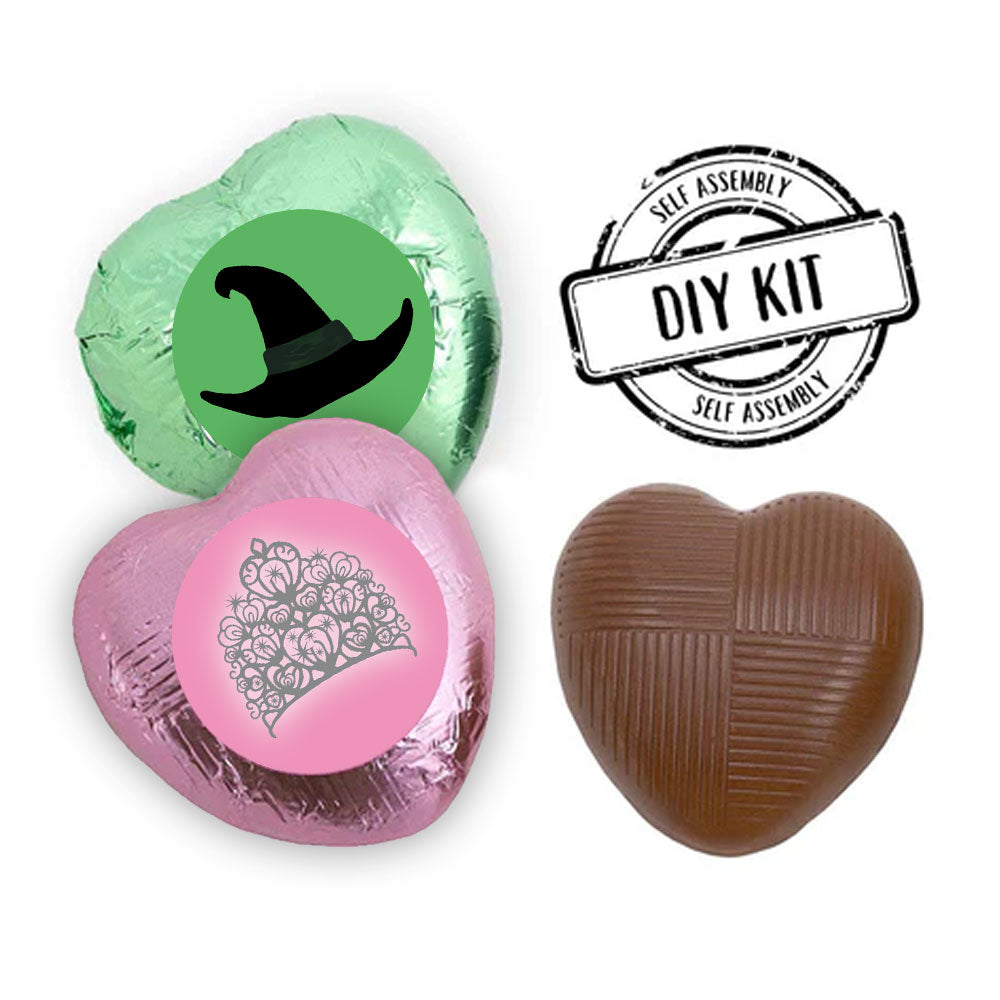 Witches Of Oz Pink and Green Heart Chocolates - Pack of 24