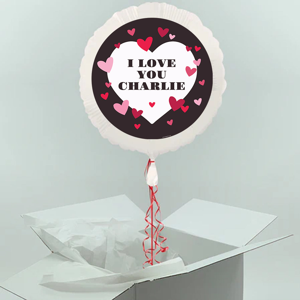 Inflated Hearts and Text Personalised Love Photo Balloon