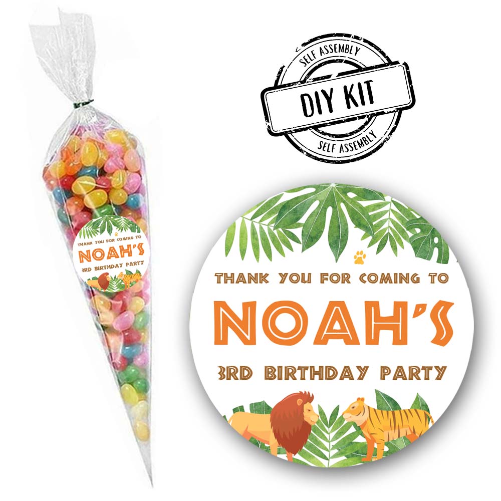 Jungle Personalised Sweet Cones Favour Kit - Pack of 15