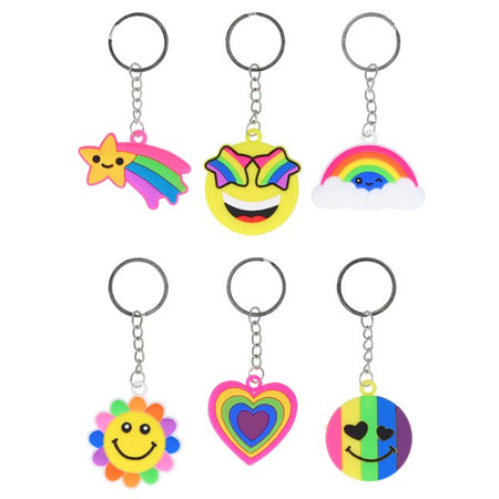 Rainbow Design Keyring - Assorted Designs - 5cm - Each