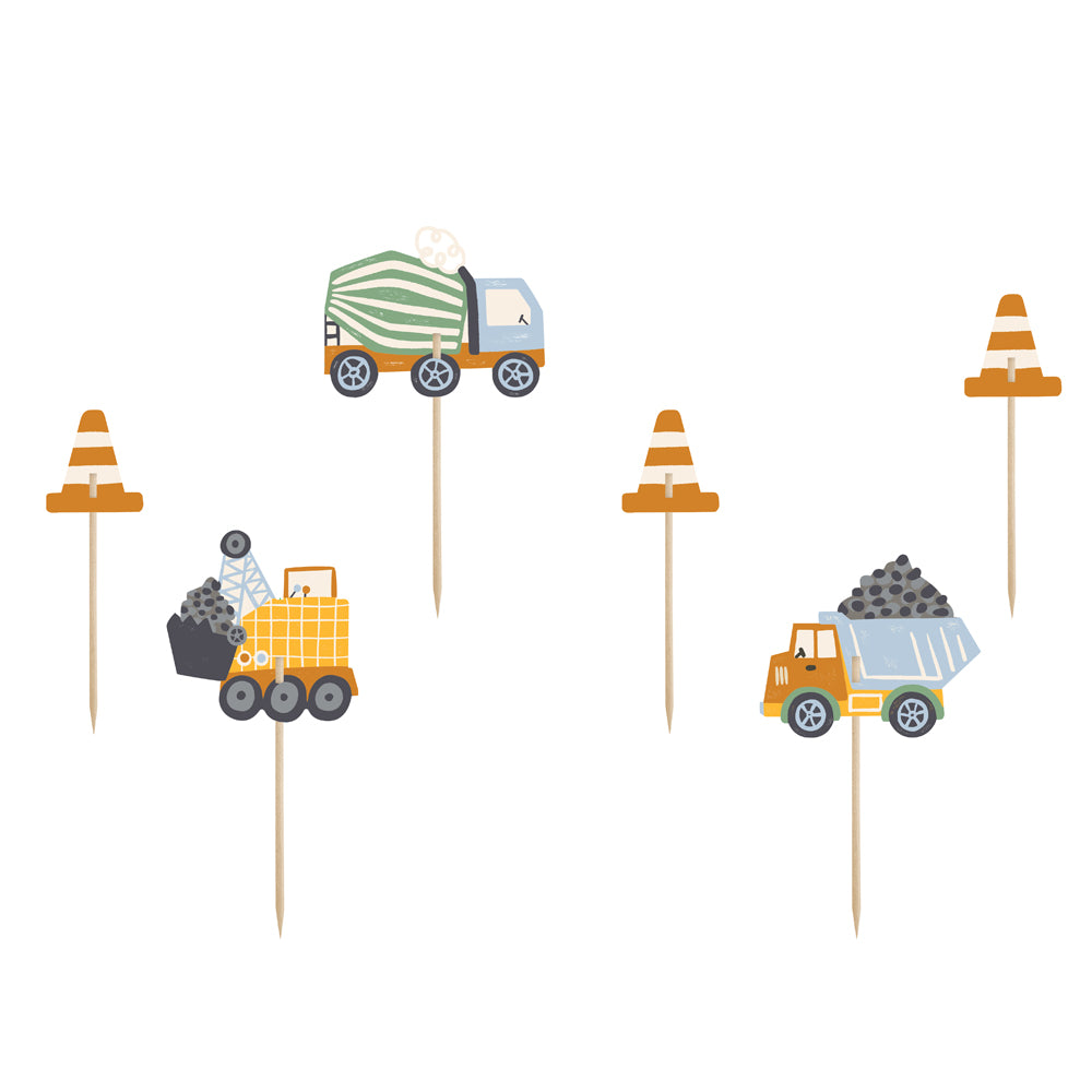 Construction Vehicles Cake Topper Decorations - Pack of 6