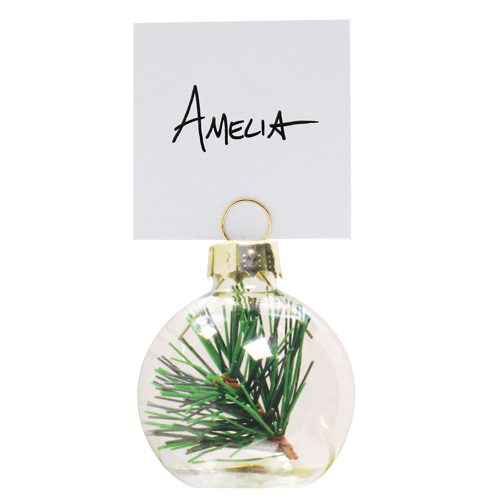 Christmas Foliage Glass Bauble Place Card Holders - Pack of 6