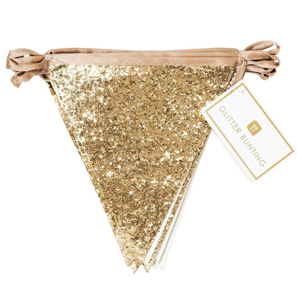 Deluxe Gold Glitter Fabric Bunting - 3m