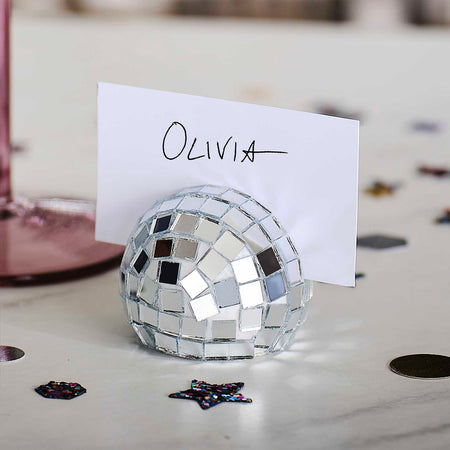 Silver Disco Ball Place Card Holders - Pack of 4