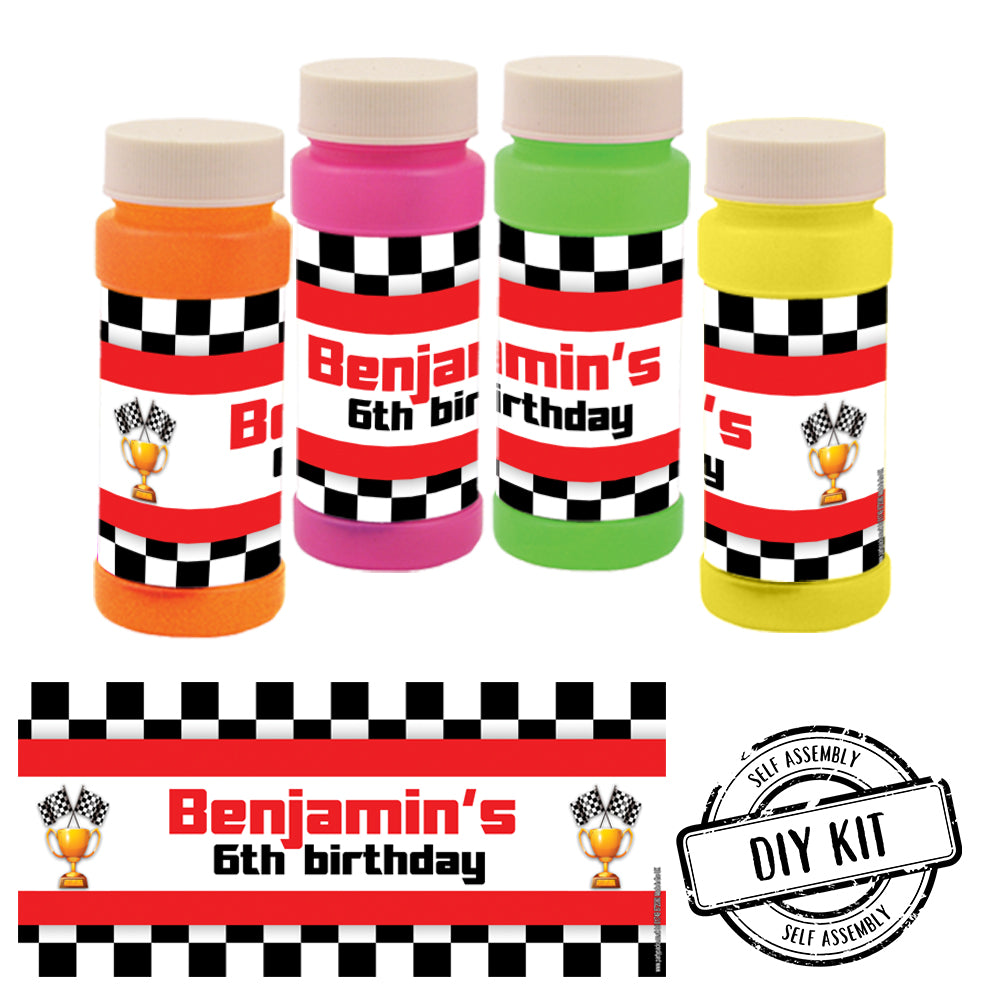 Personalised Bubbles - Motor Racing- Pack of 8