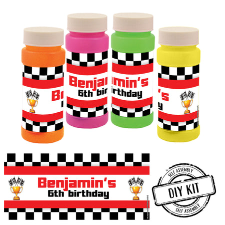 Personalised Bubbles - Motor Racing- Pack of 8