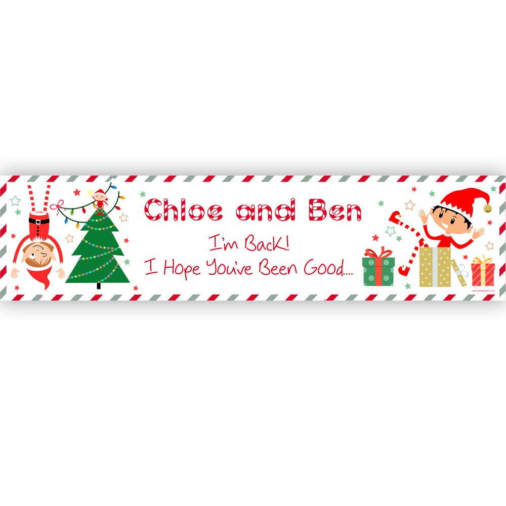 Personalised Mischievous Elf Christmas Paper Banner - 1.2m