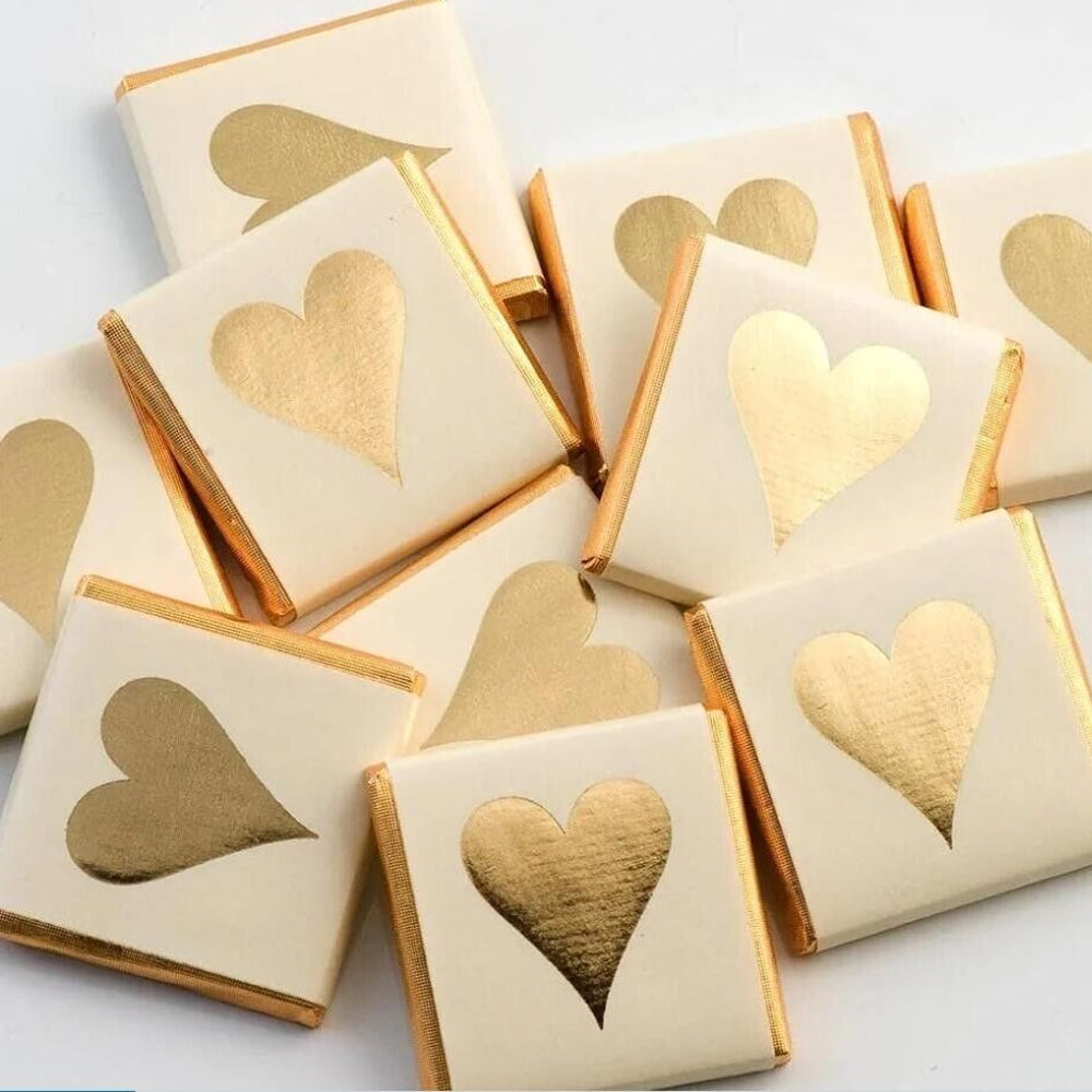 Gold Heart Foil Neapolitan Square Chocolates - 5g - Each