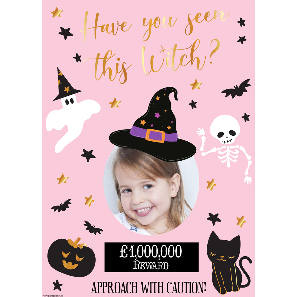 Pink Have You Seen This Witch? Halloween Personalised Poster - A3