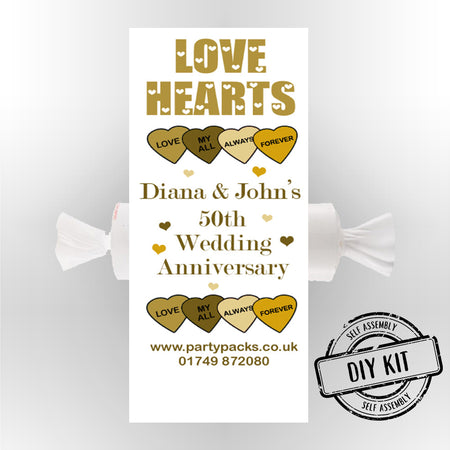 Personalised Love Hearts- Golden Anniversary- Pack of 30