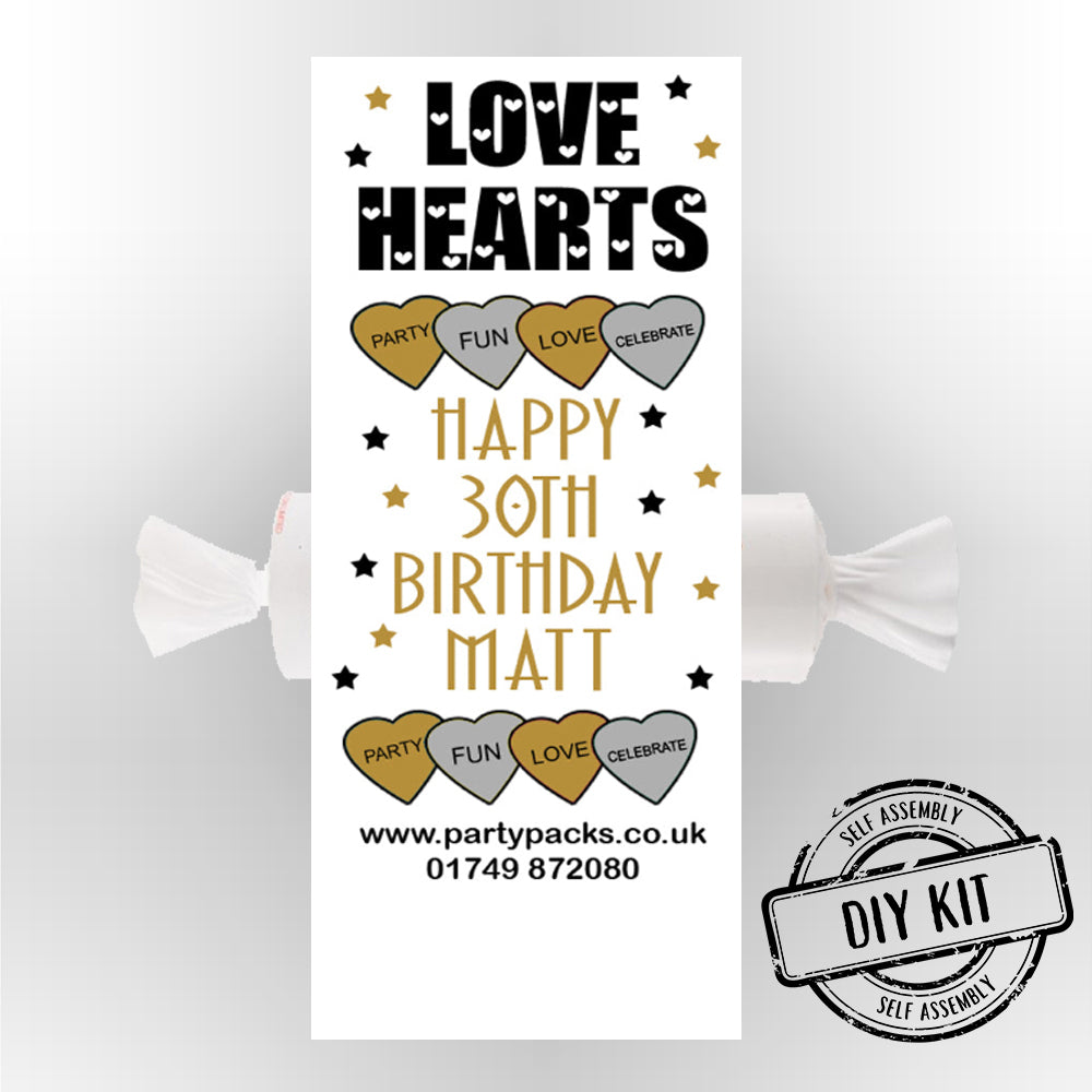 Personalised Love Hearts- Black And Gold- Pack of 30