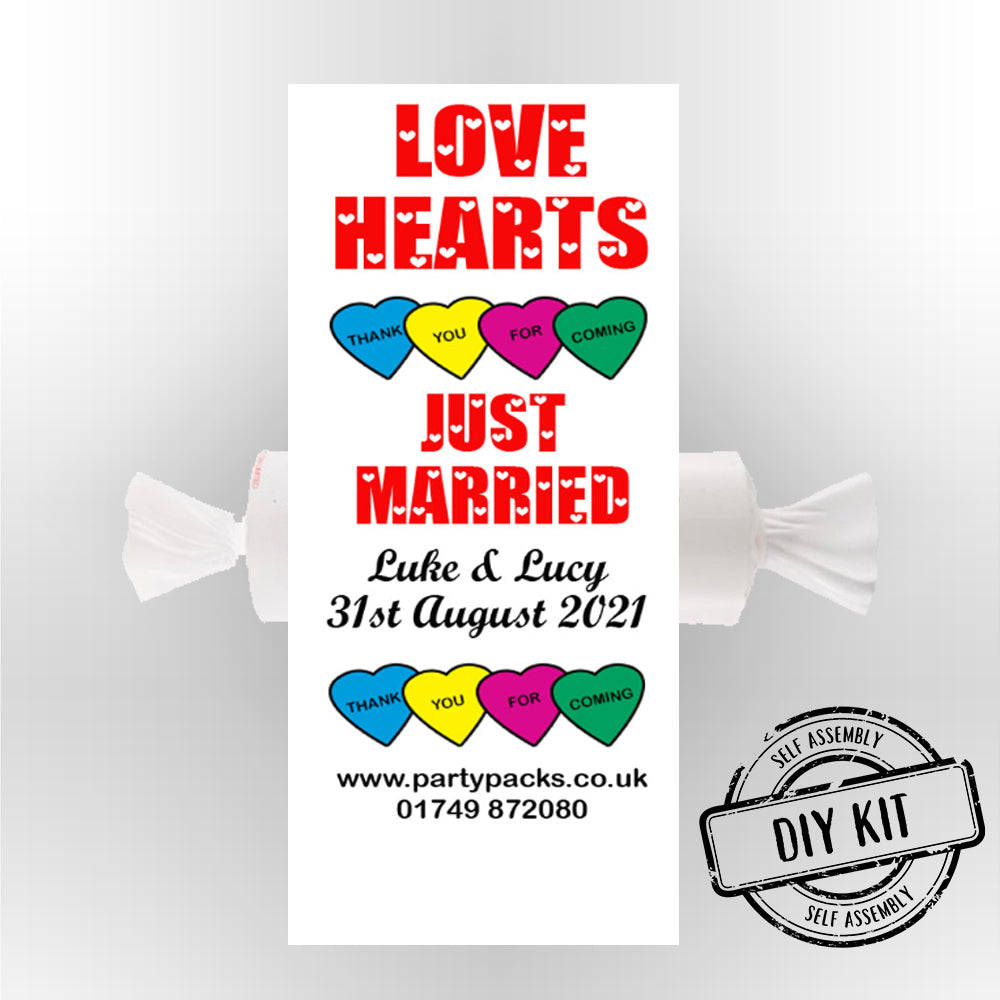 Personalised Love Hearts- Just Married- Pack of 30