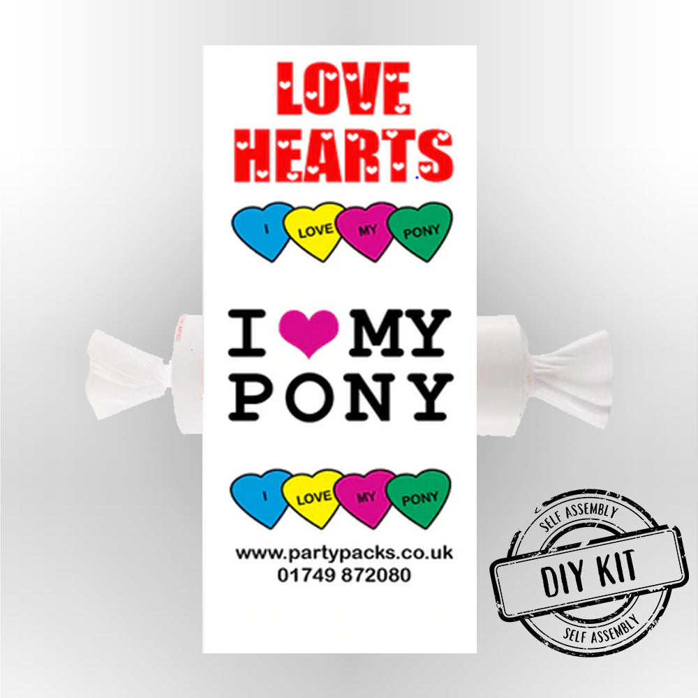 I Love My Pony Themed Love Hearts Sweets and Labels - Pack of 30