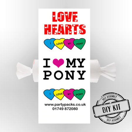 I Love My Pony Themed Love Hearts Sweets and Labels - Pack of 30