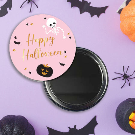 Personalised Pocket Mirror - Pink Halloween