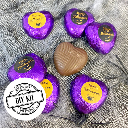 Halloween Heart Chocolates Kit - Purple- Pack 24